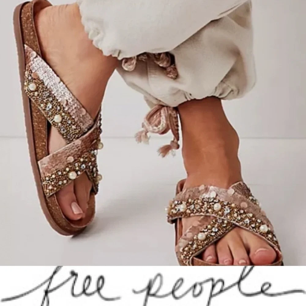 Gorgeous, Free People moon child embellished sandals in Rose Gold combo❤️ - Picture 1 of 3